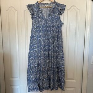 J. Crew Blue Floral Midi Dress